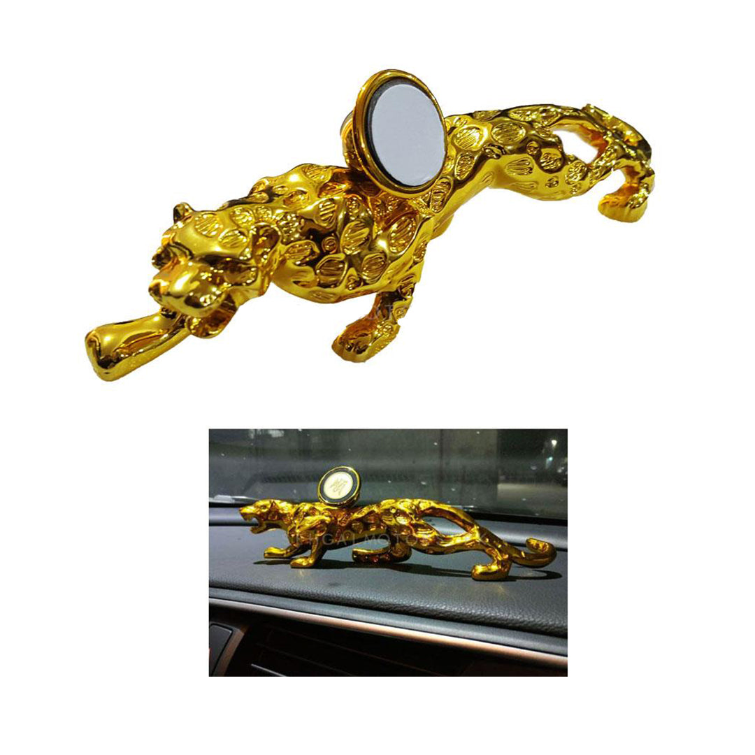 Car Interior Dashboard Ornament/Decoration Leopard Design Without Sound Large Size Golden With Mobile Holder  (China)