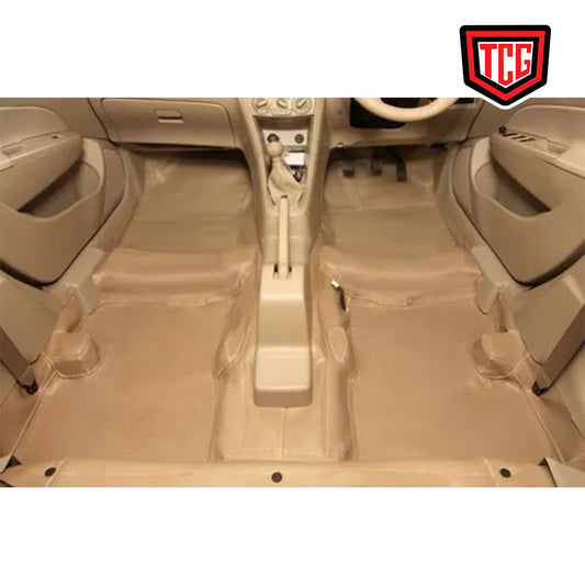 Car Floor Leather Type Rexene Matting Leather Type Design  Custom Fitting Toyota Prado 2018 Beige Standard Quality Beige Stitch