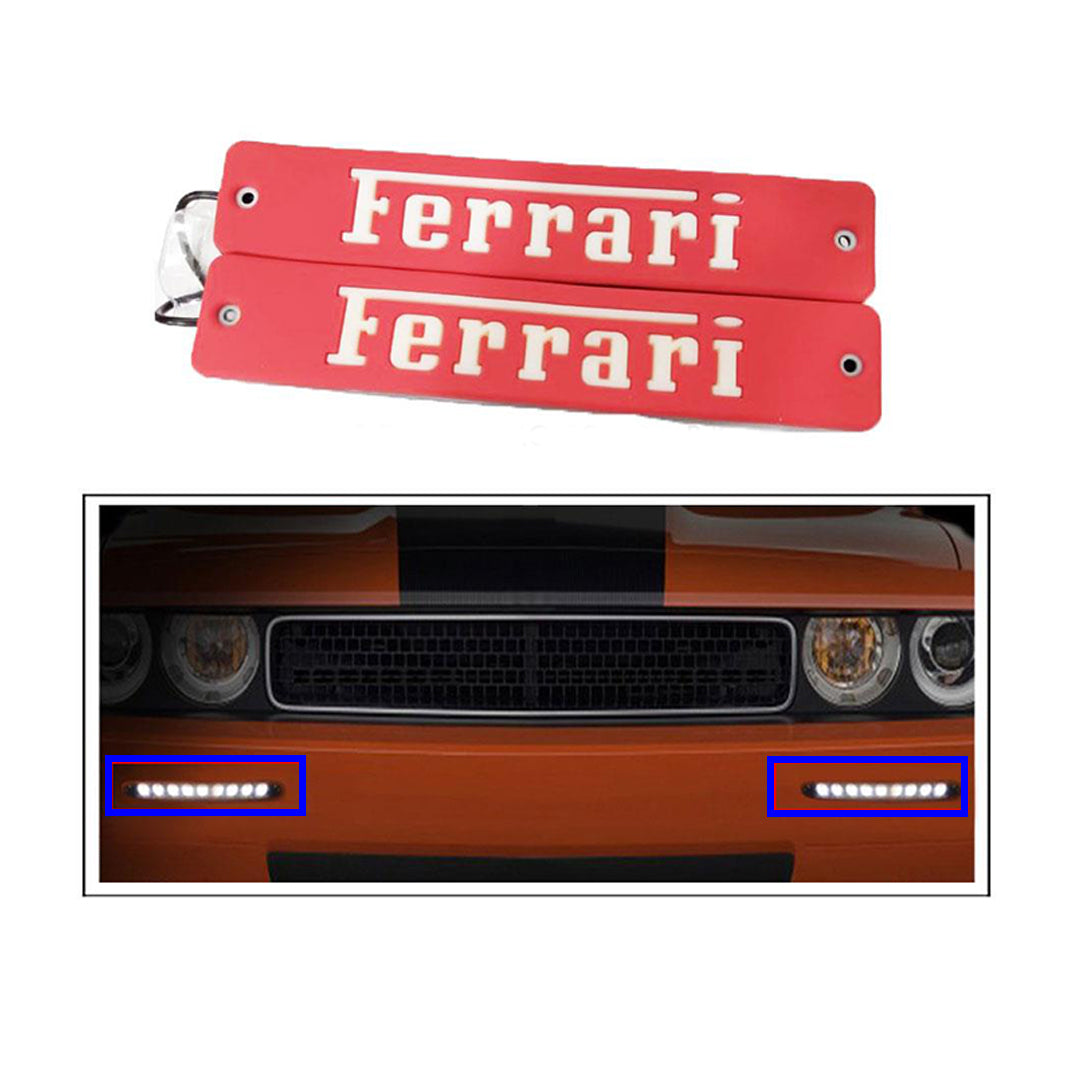 Car Exterior Led Day Light  White  Ferrari Logo   02 Pcs/Set Colour Box Pack 02 Pcs/Pack Cly  (China)