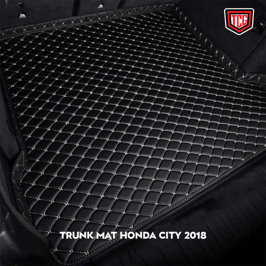 Car Trunk Mat 7D Type Honda City 2018 Black Beige Stitch City Logo  01 Pc/Set (China)