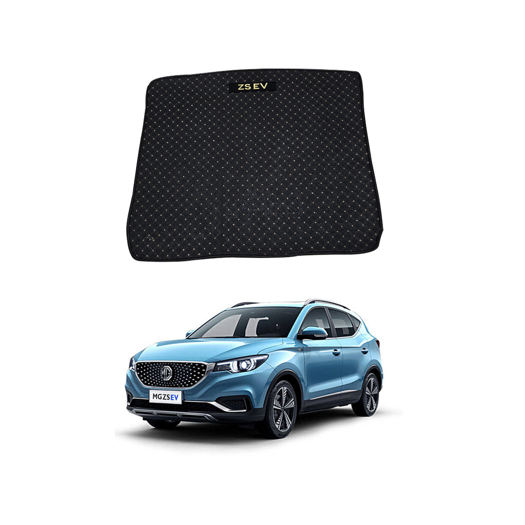 Car Trunk Mat 7D Type Mg Zs 2021 Black Beige Stitch Mg Logo 01 Pc/Set