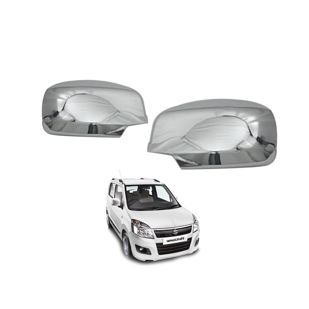 Chrome Door Mirror Covers (Full) Plastic Tape Type Fitting Suzuki Wagon-R 2018 Chrome 02 Pcs/Set Fy-706 (China)