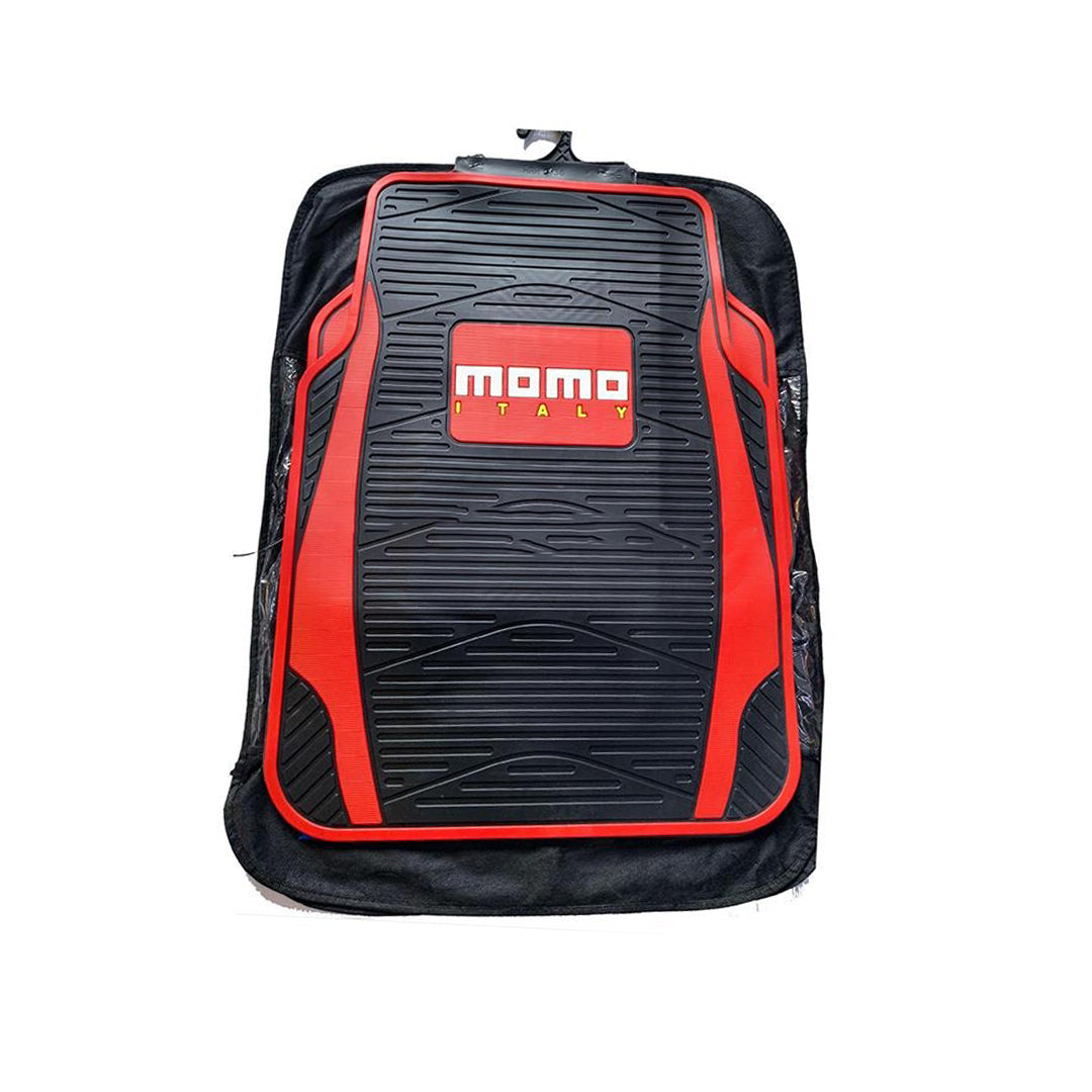 Car Floor Mat Silicone / Latex Material Universal Fitting Black/Red Momo 05 Pcs / Set Poly Bag Pack (China)