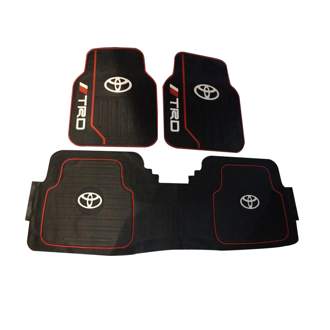 Car Floor Mat Silicone / Latex Material Universal Fitting Black/Red Toyota Trd 03 Pcs / Set Poly Bag Pack  (China)