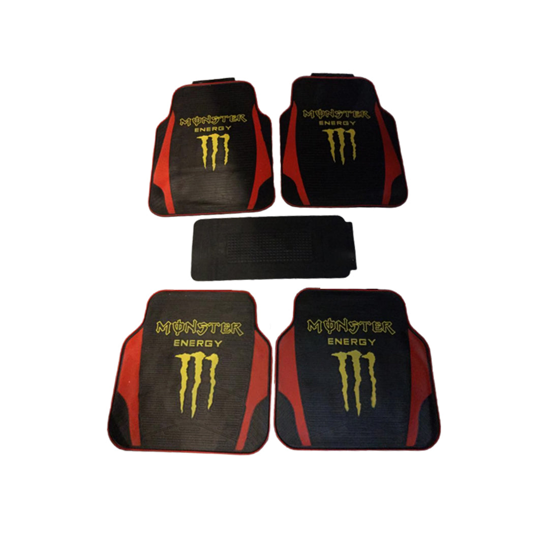 Car Floor Mat Silicone / Latex Material Universal Fitting Black/Red Monster Energy 05 Pcs/Set Poly Bag Pack (China)