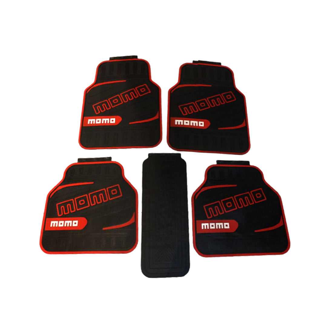 Car Floor Mat Silicone / Latex Material Universal Fitting Black/Red Momo 05 Pcs/Set Poly Bag Pack (China)