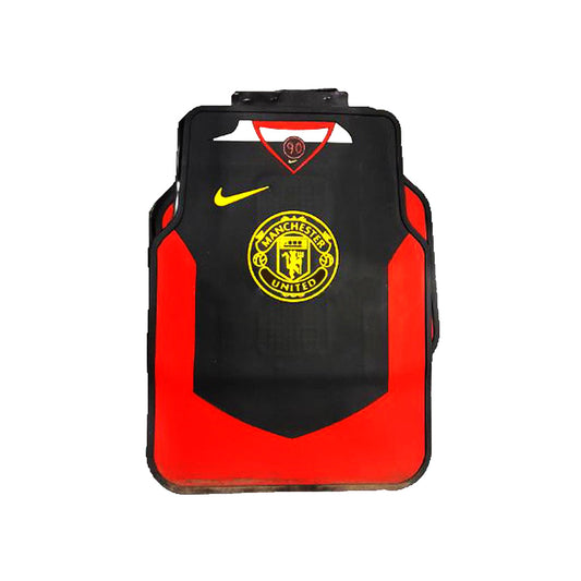 Car Floor Mat Silicone / Latex Material Universal Fitting Black/Red Manchester United 05 Pcs/Set Poly Bag Pack  (China)