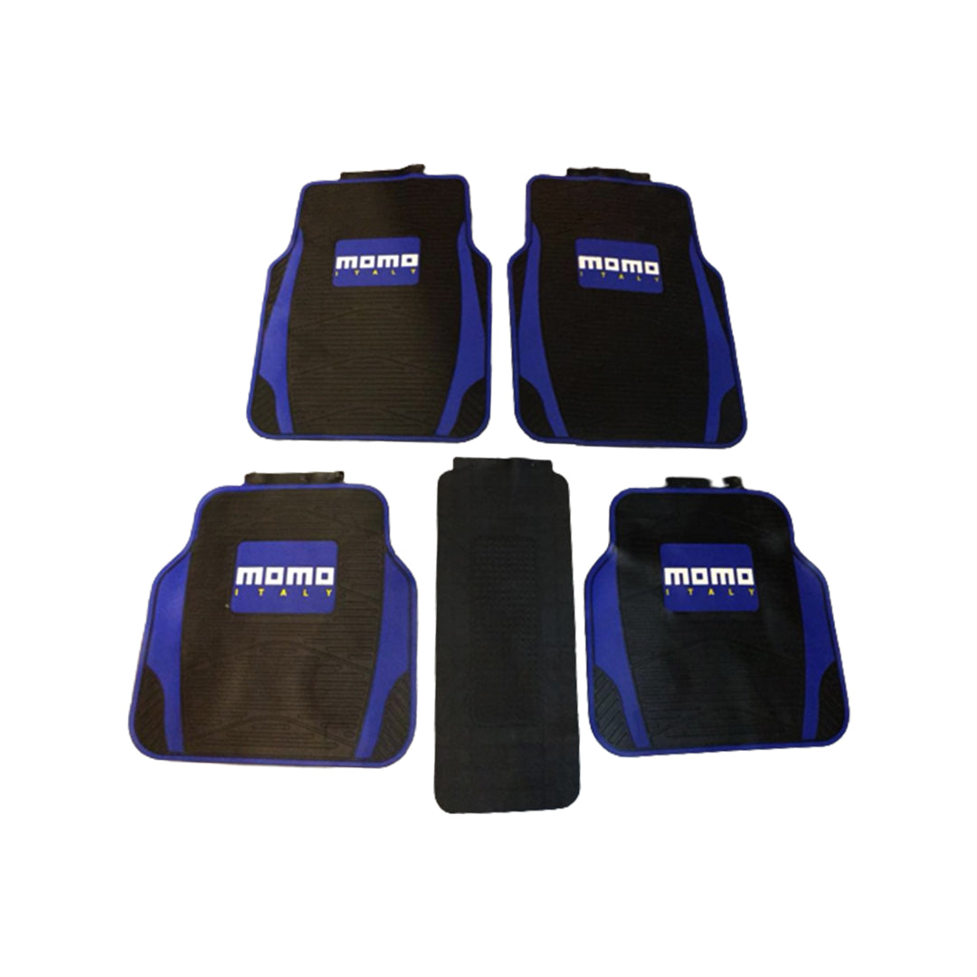Car Floor Mat Silicone / Latex Material Universal Fitting Black/Blue Momo  05 Pcs/Set Poly Bag Pack  (China)
