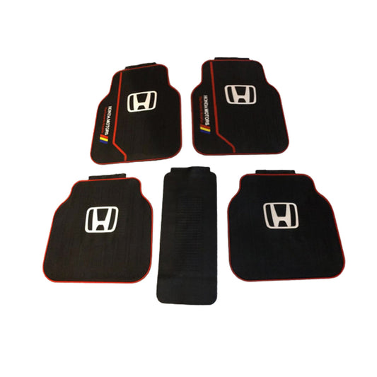 Car Floor Mat Silicone / Latex Material Universal Fitting Black/Red Honda/Mugen 05 Pcs/Set Poly Bag Pack  (China)