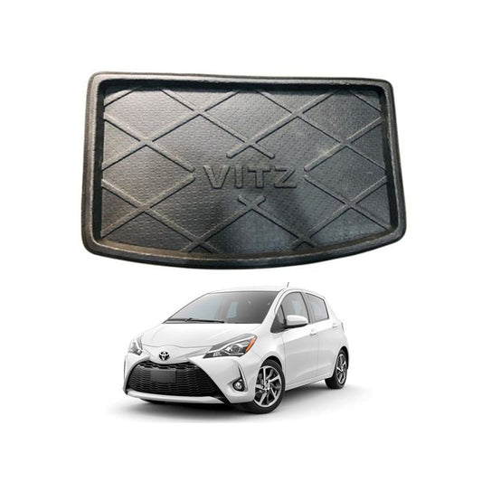 Car Trunk Mat Pvc Material Toyota Vitz 2015 Black  Vitz Logo 01 Pc/Set (China)