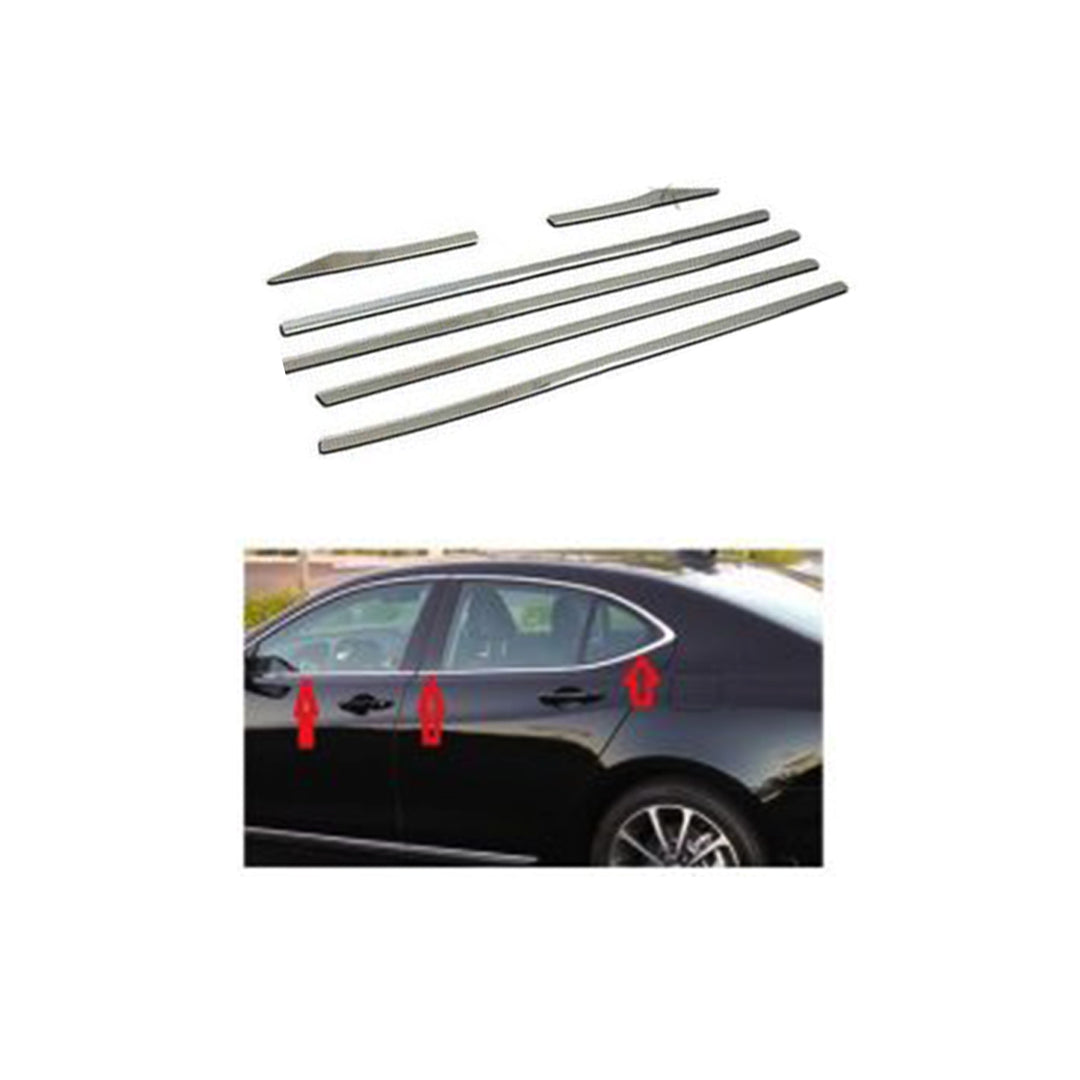 Chrome Weather Strips Steel Tape Type Fitting Honda Civic 2018 06 Pcs/Set (China)