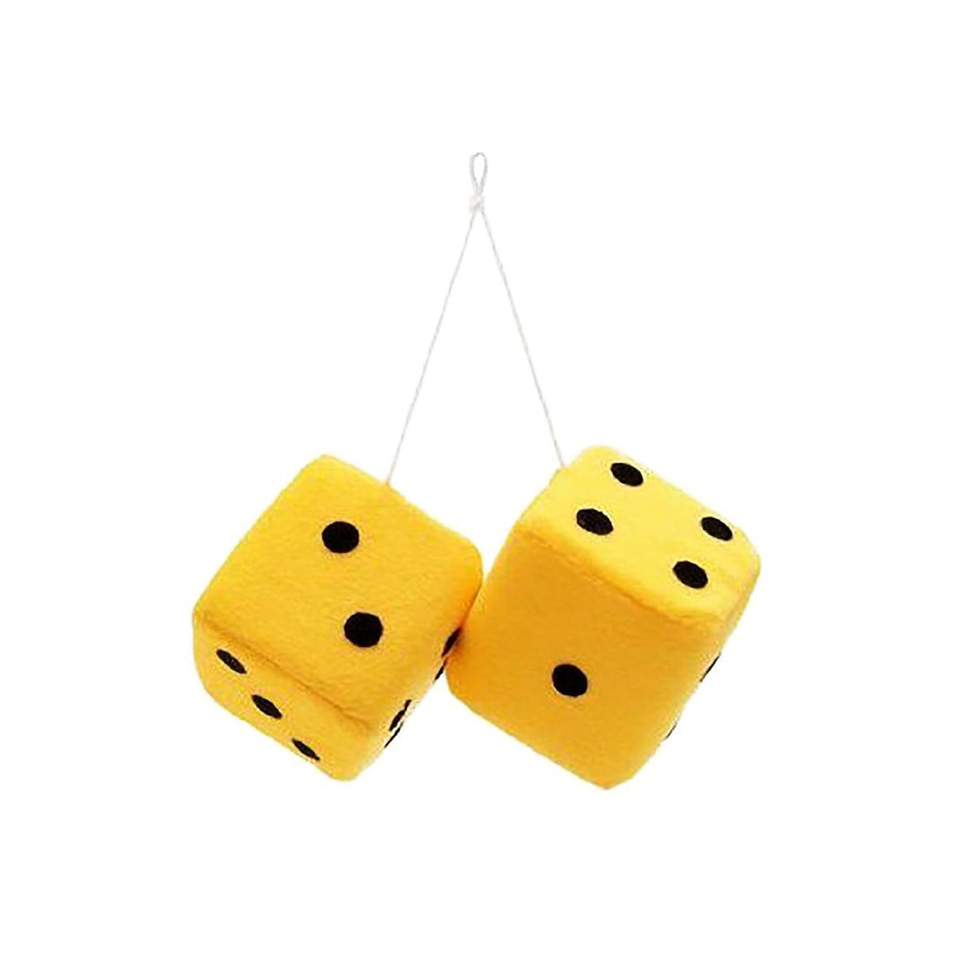 Car Inner Mirror Hanging  Dice Design Velvet Material Yellow Small Size Poly Bag Pack  (China)