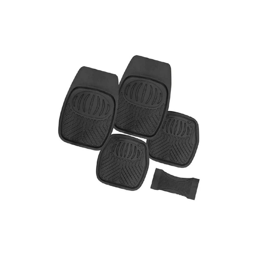 Car Floor Mat Pvc Material Universal Fitting Black Pvc 05 Pcs/Set Poly Bag Pack Sign Design (Pakistan)