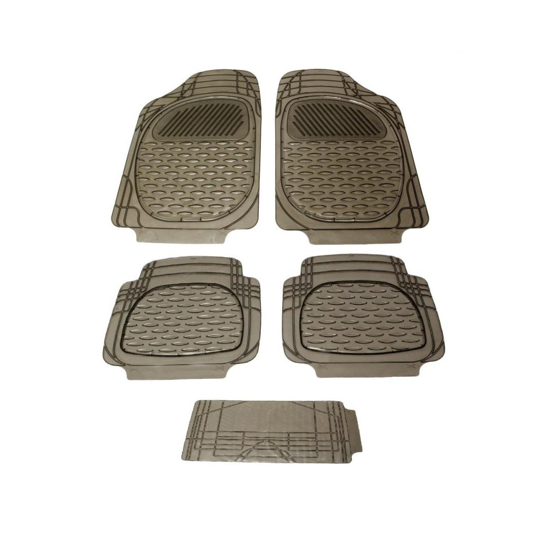 Car Floor Mat Pvc Material Universal Fitting Standard Quality Smoke Pvc 05 Pcs/Set Poly Bag Pack Sign Design (Pakistan)