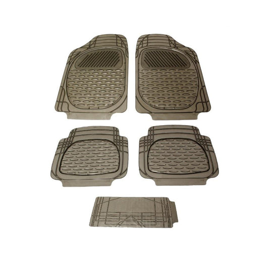 Car Floor Mat Pvc Material Universal Fitting  Standard Quality Smoke Pvc 05 Pcs/Set Poly Bag Pack   Sign Design  (Pakistan)