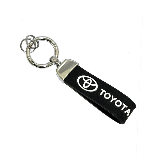 Car Key Chain Silicone/Metal Type Toyota Logo  Black/Chrome Poly Bag Pack  (China)