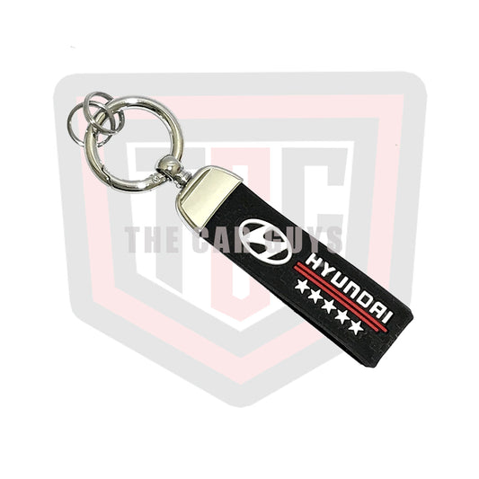 Car Key Chain Silicone/Metal Type Hyundai Logo  Black/Chrome Poly Bag Pack  (China)