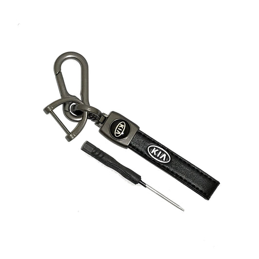 Car Key Chain Leather/Metal Type Kia Logo  Black Poly Bag Pack  (China)