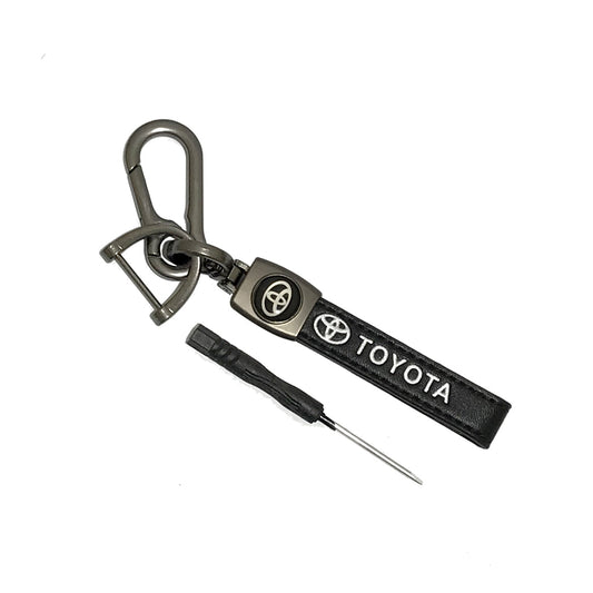 Car Key Chain Leather/Metal Type Toyota Logo  Black Poly Bag Pack  (China)