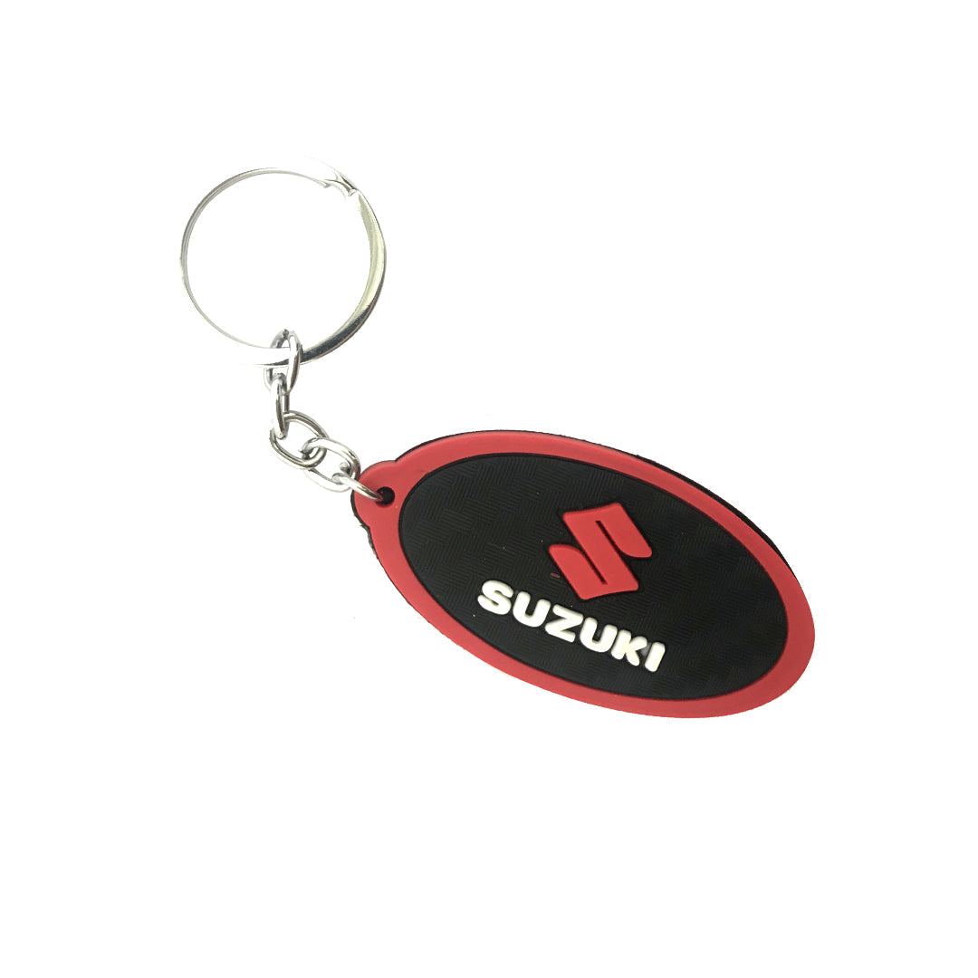 Car Key Chain Silicone Type Suzuki Logo Oval Shape Black/Red Poly Bag Pack  (China)