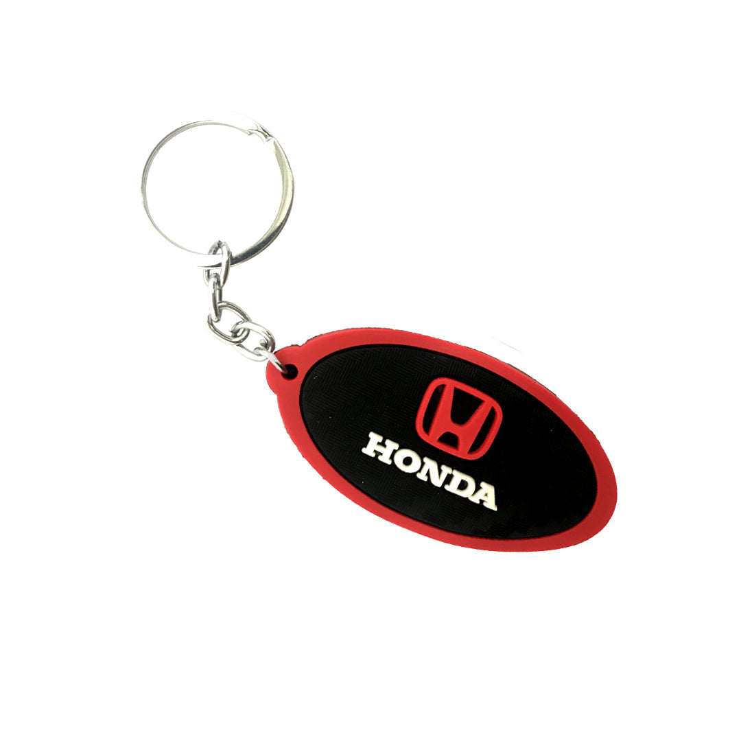 Car Key Chain Silicone Type Honda Logo Oval Shape Black/Red Poly Bag Pack  (China)