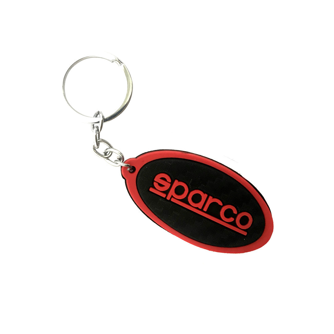 Car Key Chain Silicone Type Sparco Logo Oval Shape Black/Red Poly Bag Pack  (China)