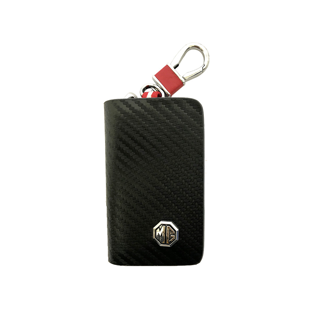 Car Key Chain Pouch/Zipper Type Mg Logo Square Shape Black/Carbon Poly Bag Pack  (China)