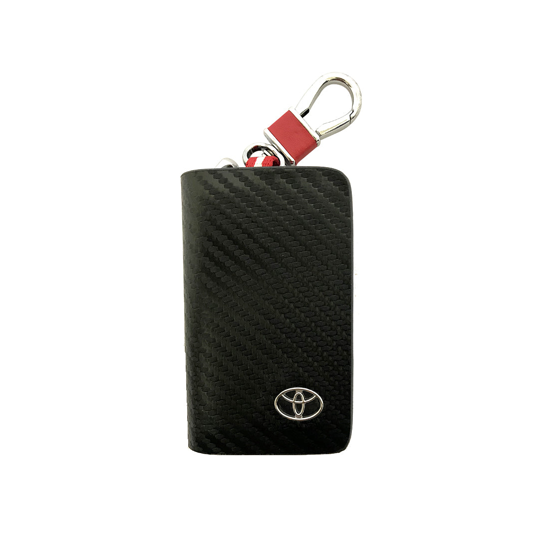 Car Key Chain Pouch/Zipper Type Toyota Logo Square Shape Black/Carbon Poly Bag Pack  (China)