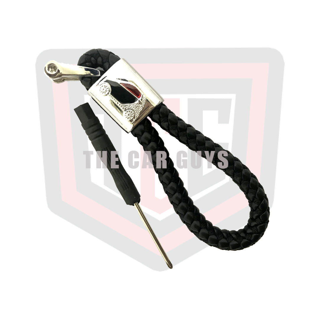 Car Key Chain Leather Bracelet/Metal Type Car Logo  Black/Chrome Poly Bag Pack  (China)